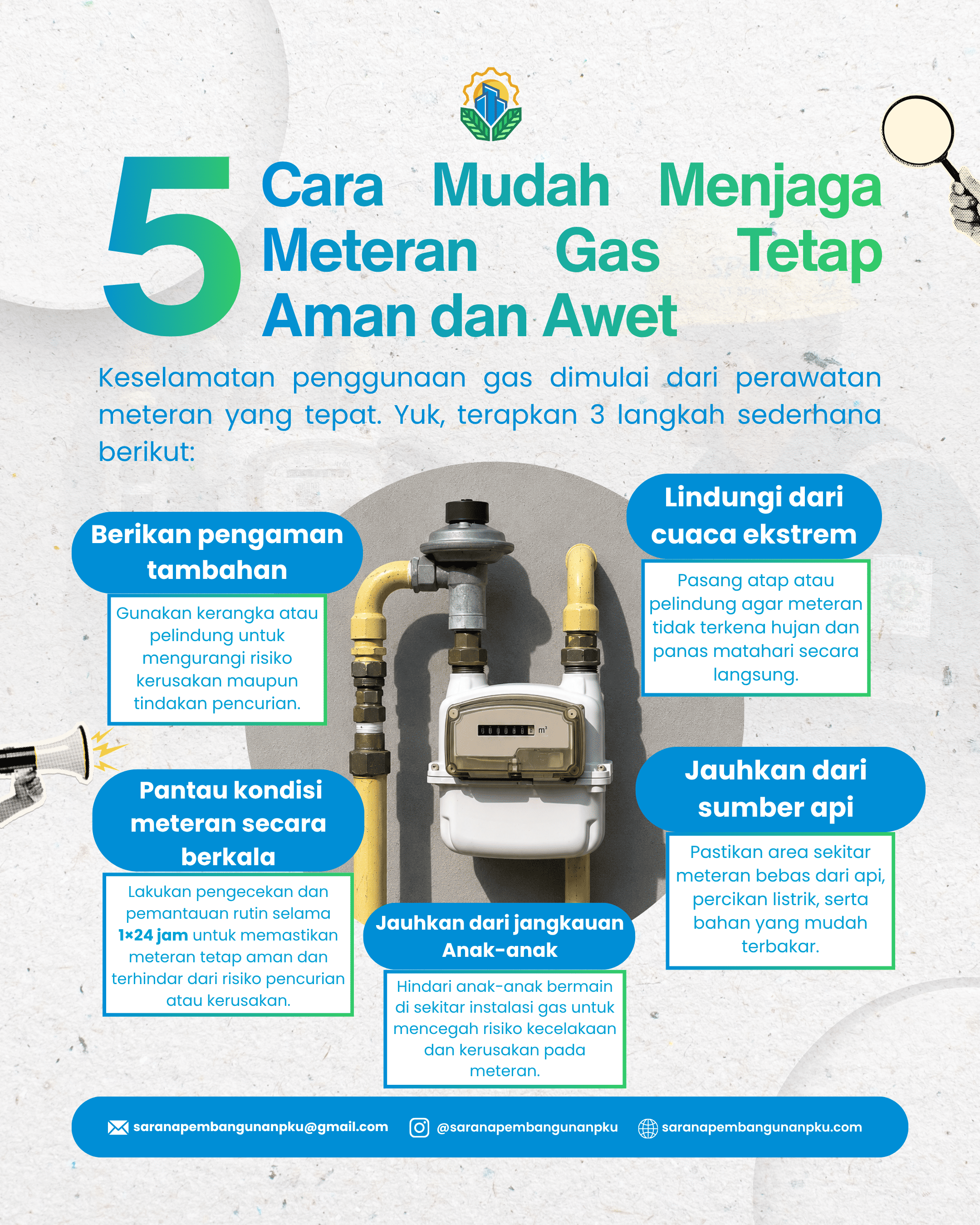 Gas aman dimulai dari kebiasaan kecil yang konsisten ????✨ Merawat meteran gas bukan cuma soal menjaga alat tetap awet, tapi juga melindungi kenyamanan dan keselamatan bersama. Mulai dari rutin mengecek kondisi meteran, menjauhkan dari sumber api, memberi pelindung tambahan, hingga memastikan area tetap aman untuk anak-anak—langkah sederhana hari ini bisa mencegah risiko di kemudian hari. Yuk, lebih peduli dan jadikan keselamatan sebagai prioritas setiap hari!

#SafetyFirst #MeteranGas #KeselamatanKerja #TipsAman #SPP